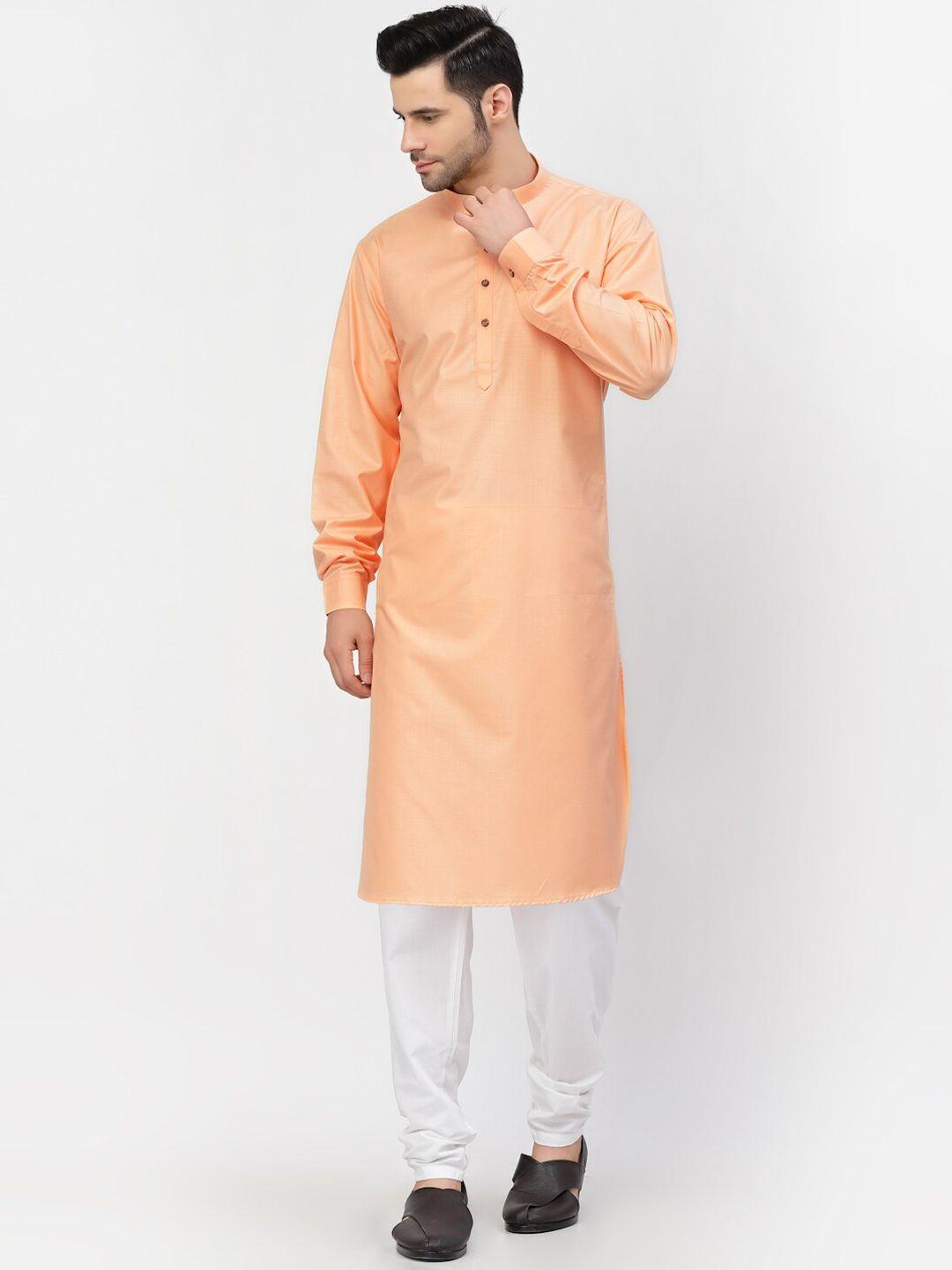 mohanlal sons men peach pure cotton kurta with pyjamas