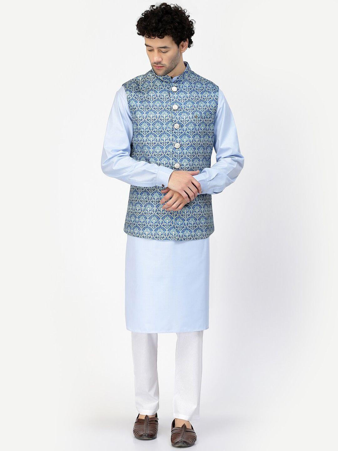 mohanlal sons regular pure cotton kurta with pyjamas & nehru jacket