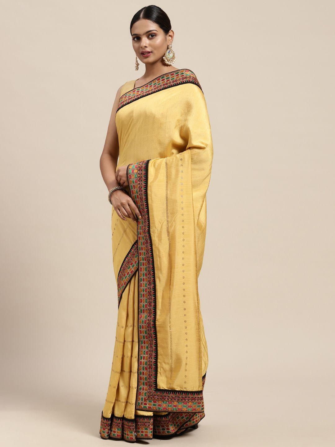 mohey golden solid saree