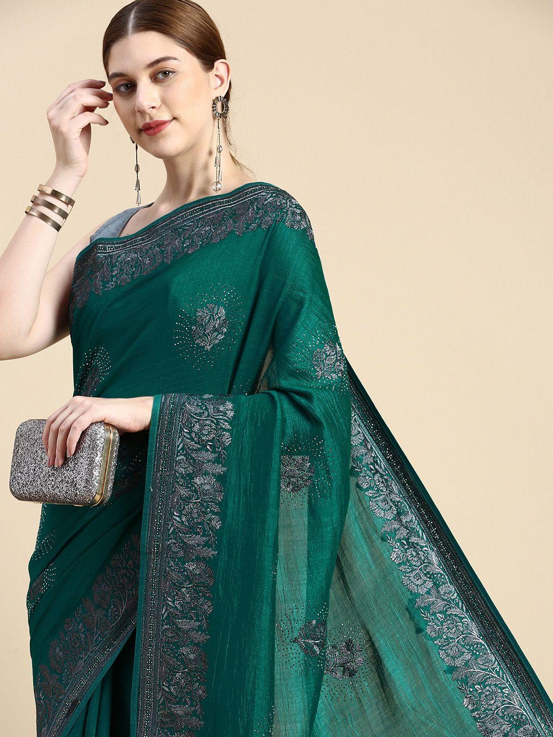 mohey ethnic motifs stones-studded art silk saree