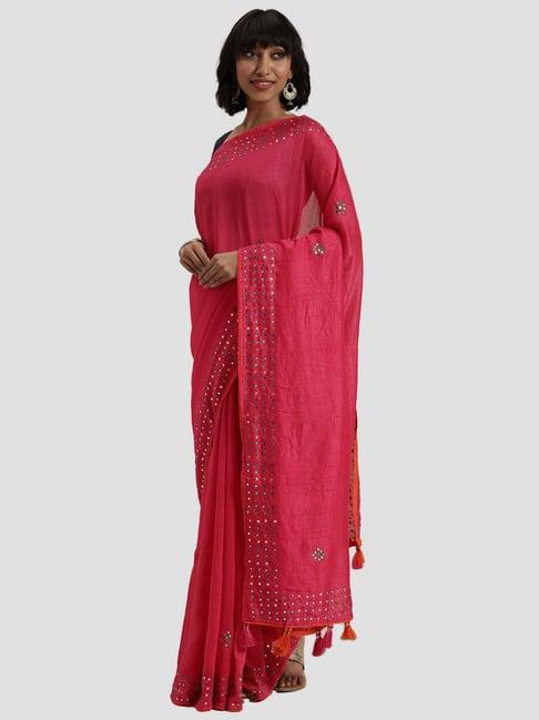 mohey pink embellished saree with unstitched blouse