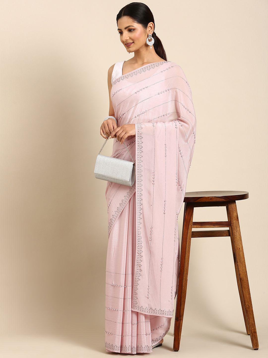 mohey striped beads and stones saree