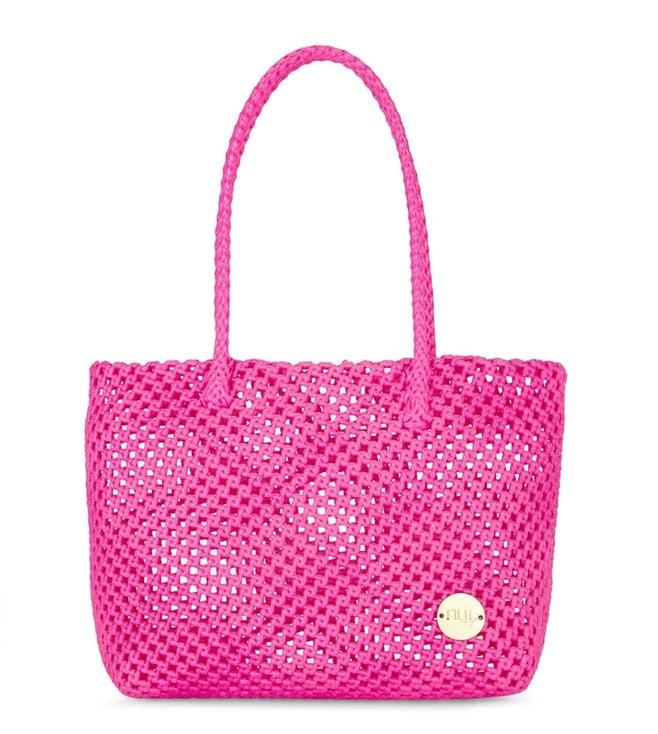 moihno fuchsia pink callie madelyn pearl beaded bucket bag