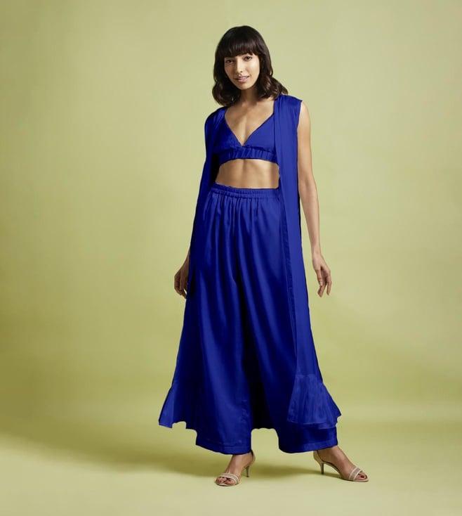 moihno blue kloe overlay with bralette and pant