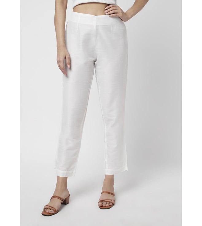 moihno ivory good times and tan lines fitted basic high waist pants