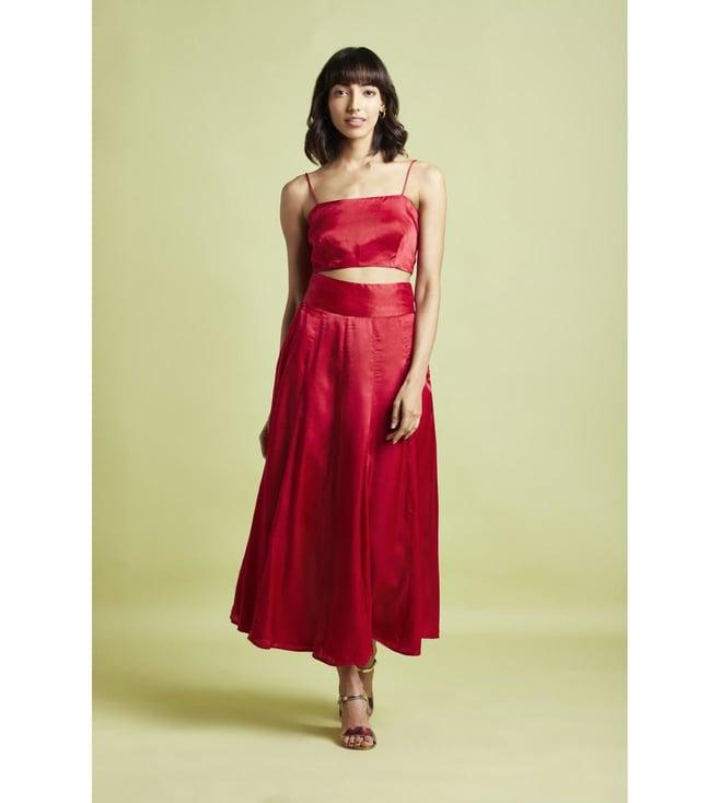 moihno scarlet red mia mae flared skirt