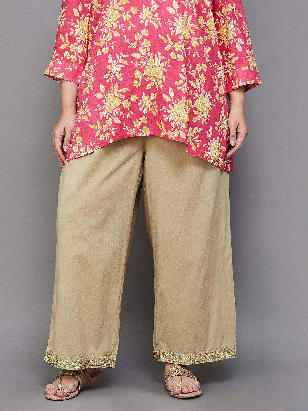 moiree by lifestyle plus size mid rise cotton palazzo