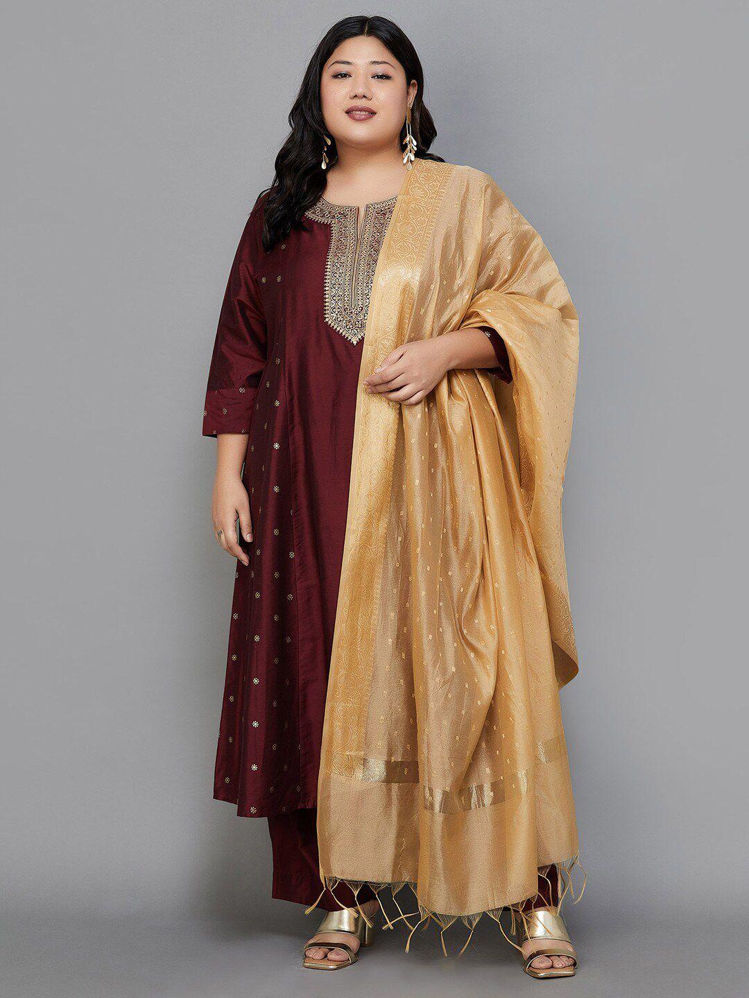 moiree by lifestyle women maroon kurta with pyjamas & with dupatta