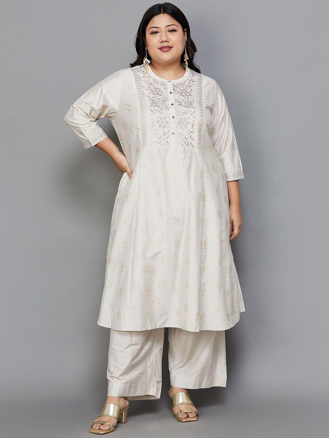 moiree by lifestyle women off white printed kurta with pyjamas & with dupatta