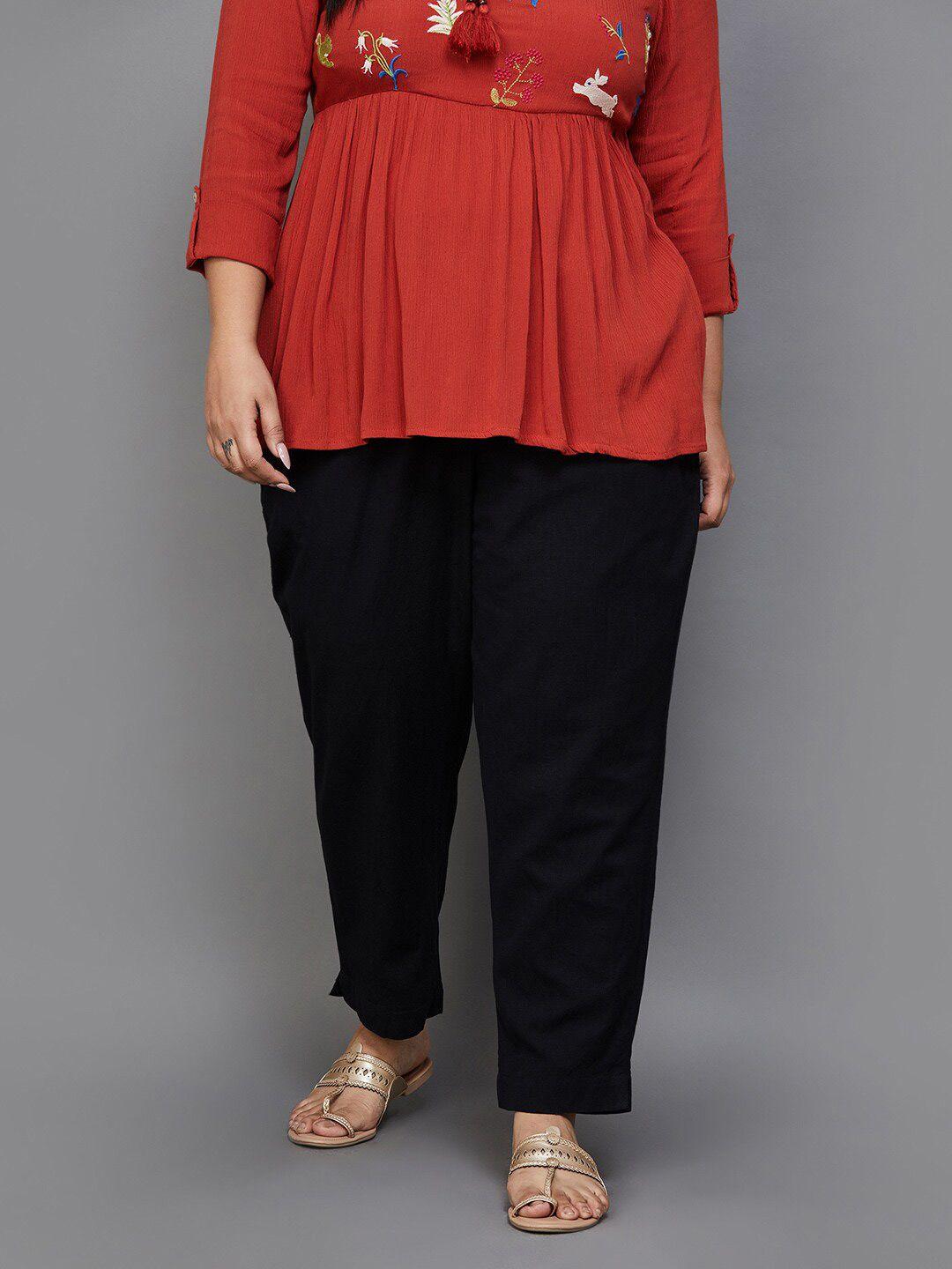 moiree by lifestyle women plus size mid-rise cotton trousers