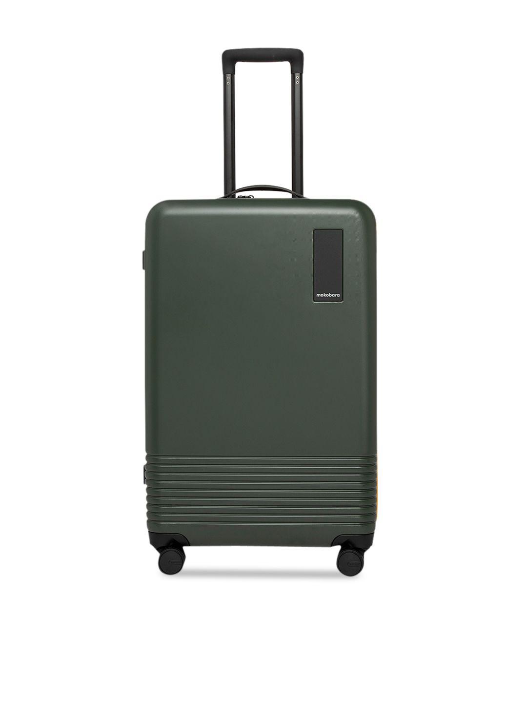 mokobara green solid hard-sided forest sunray medium trolley suitcase