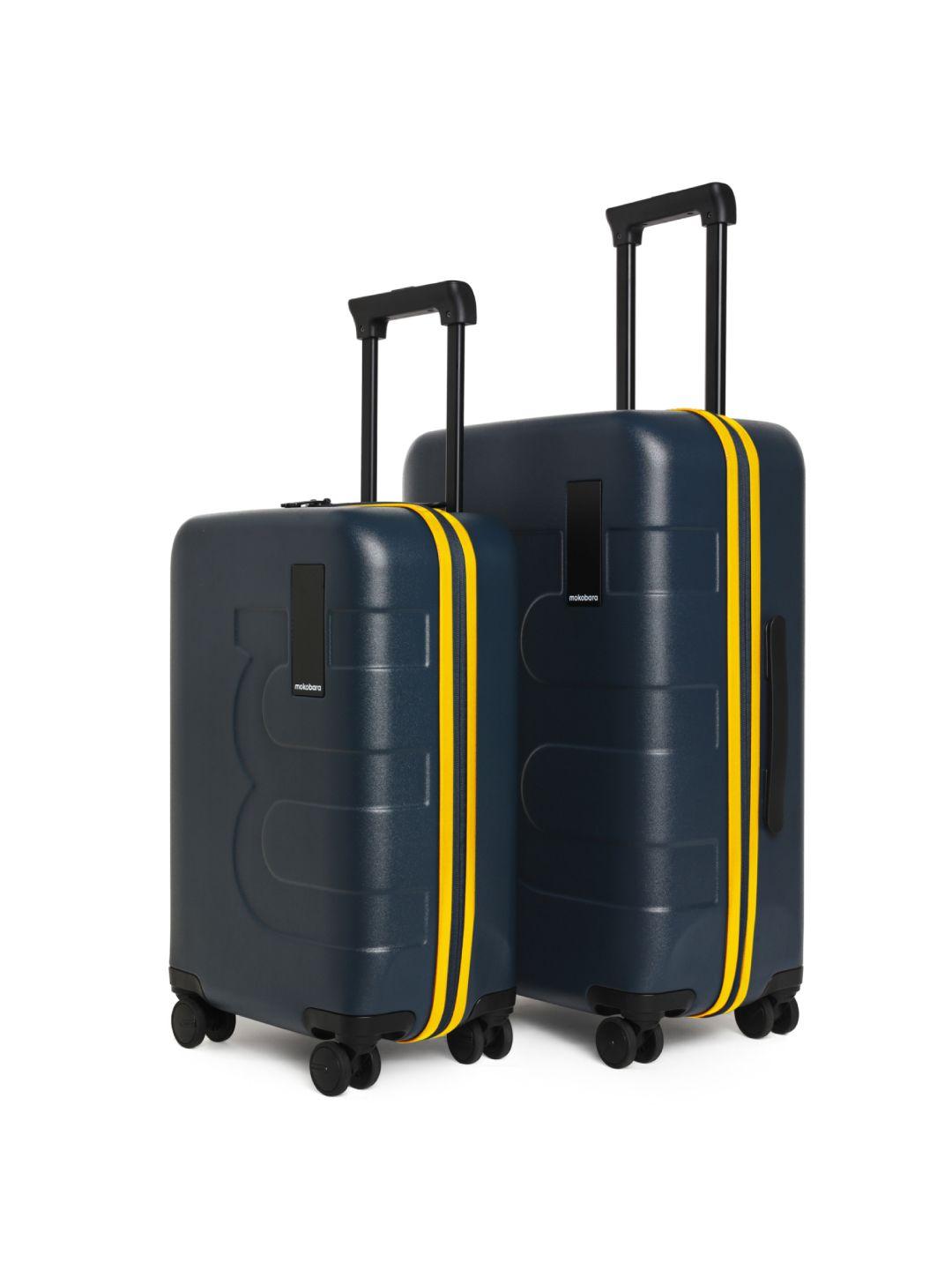 mokobara  set of 2 textured hard-sided trolley suitcases