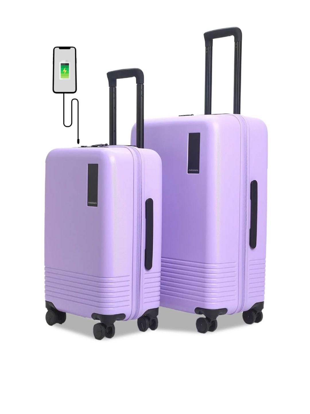 mokobara set of 2 hard-sided usb charging socket trolley suitcases