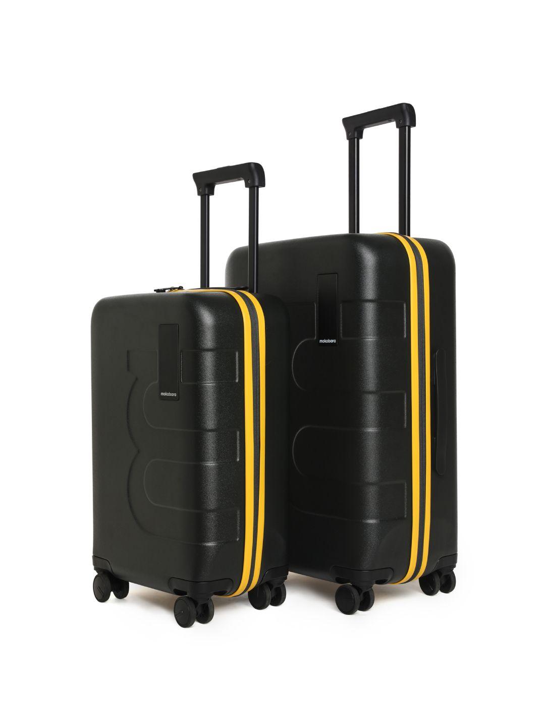 mokobara set of 2 textured hard-sided trolley suitcases