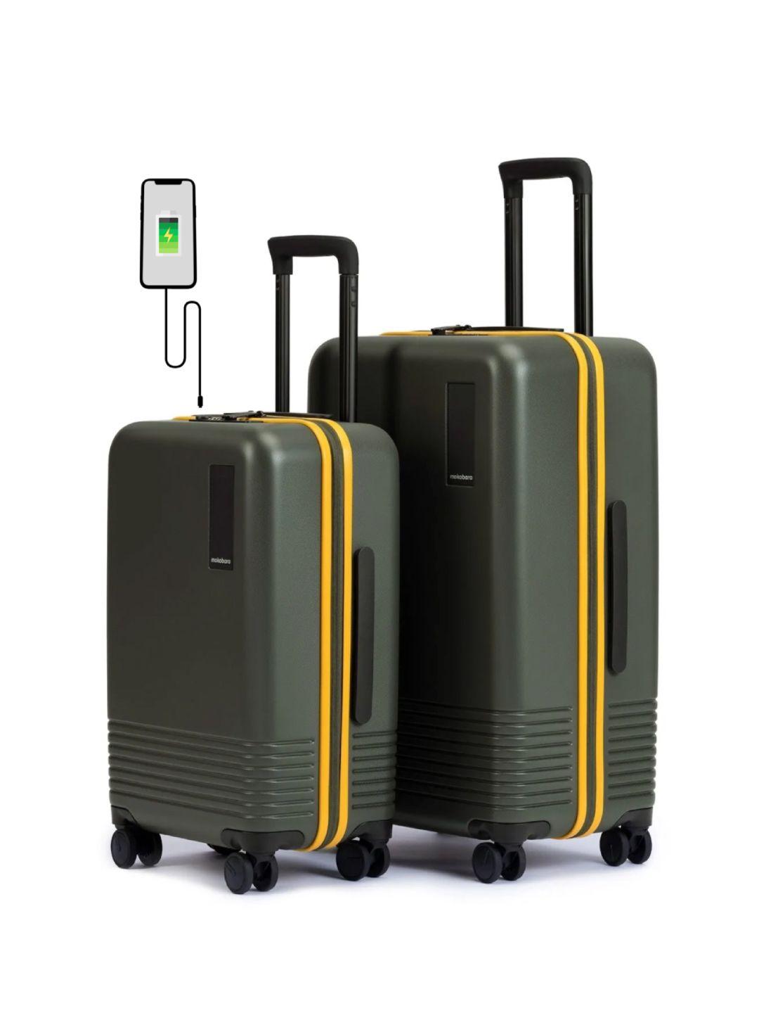 mokobara set of 2 textured hard trolley suitcases