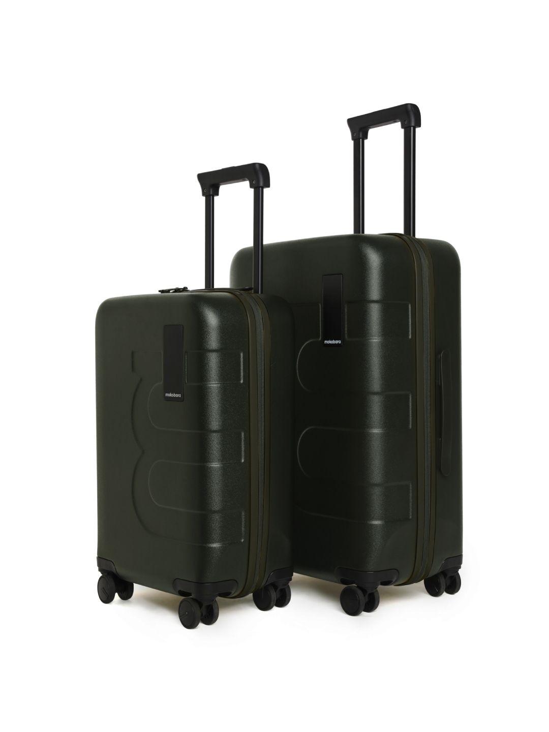 mokobara set of 2 textured small & medium hard-sided trolley suitcases
