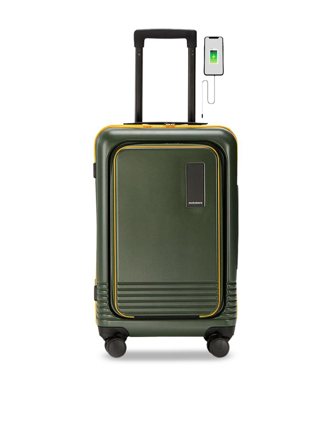 mokobara the cabin pro usb charging point on the top hard-sided cabin trolley suitcase