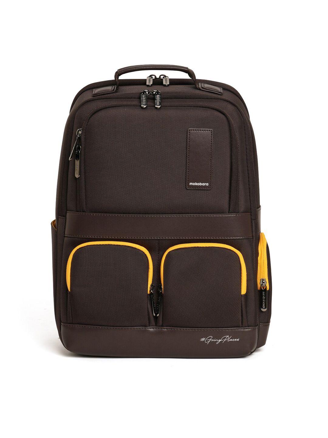 mokobara unisex brown & yellow backpack