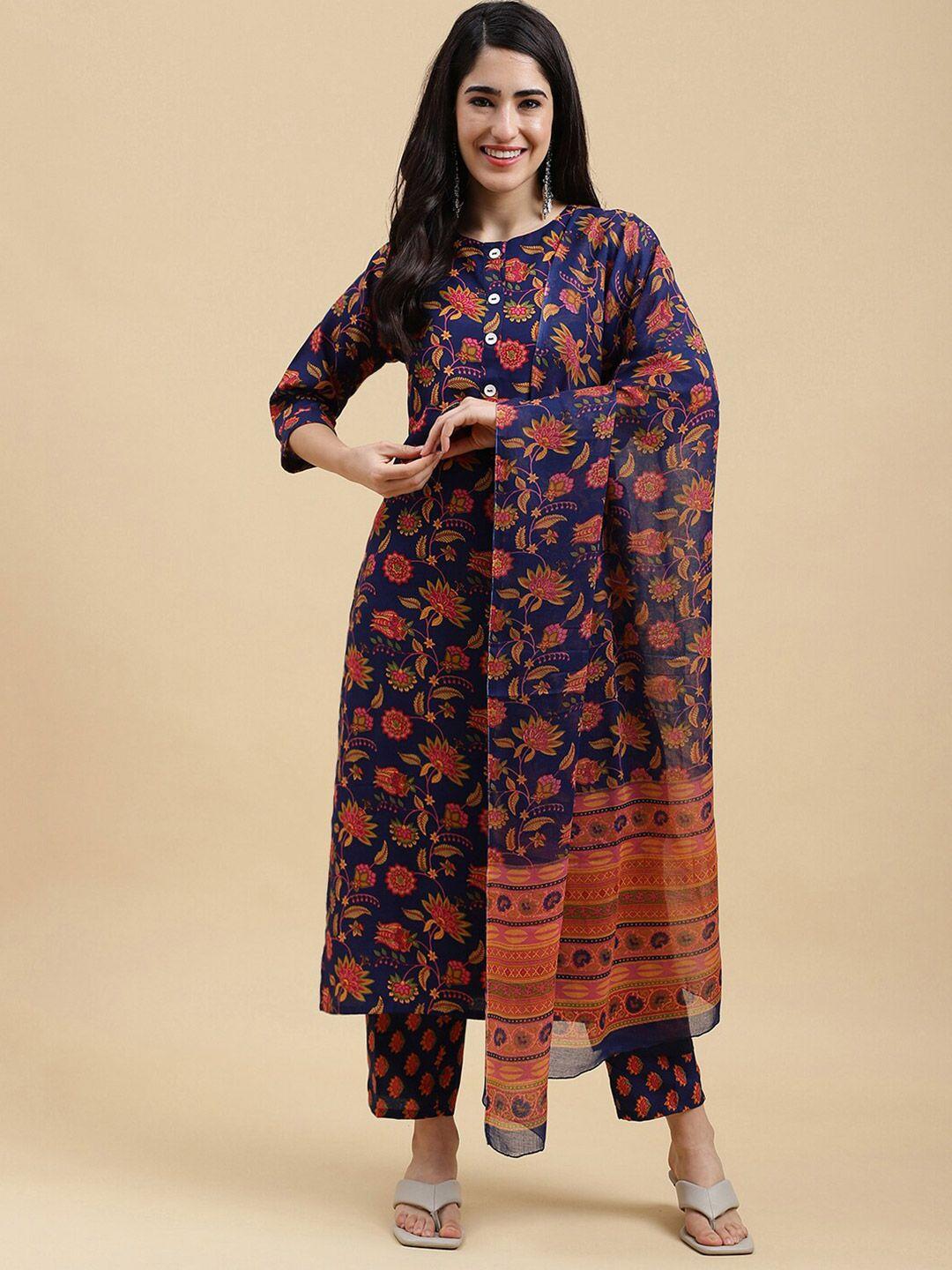 mokosh floral printed kurta with trousers & dupatta