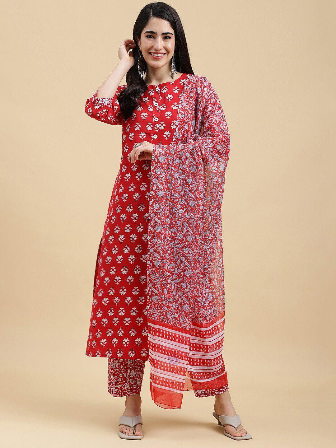 mokosh floral printed kurta with trousers & dupatta