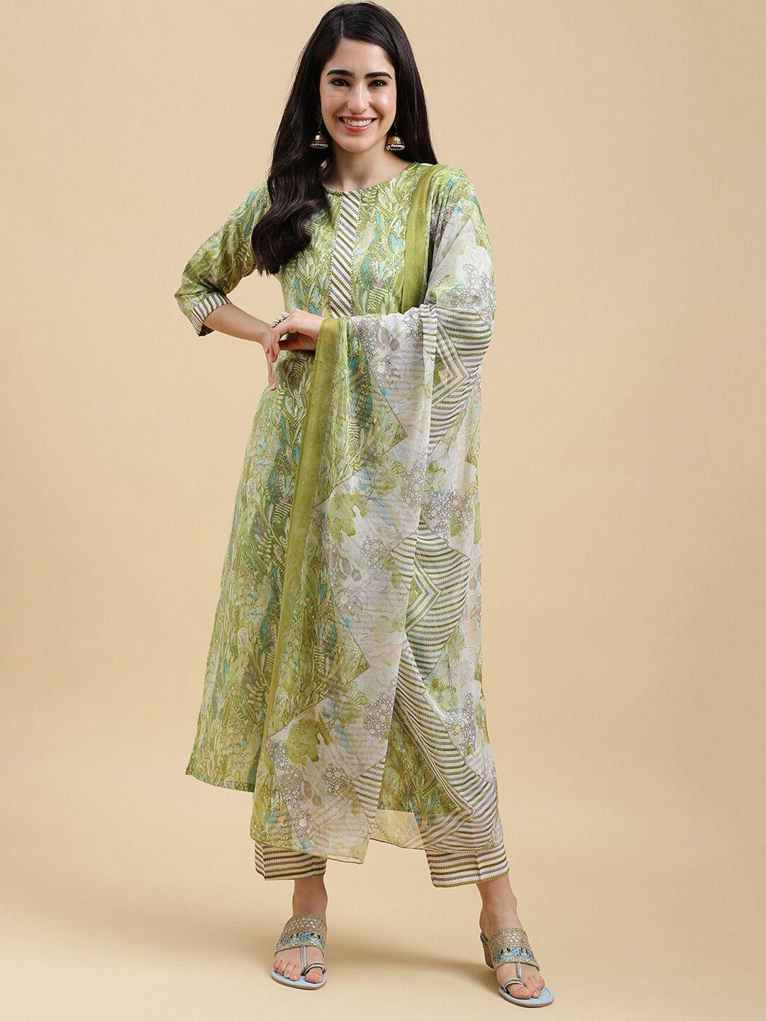 mokosh floral printed kurta with trousers & dupatta