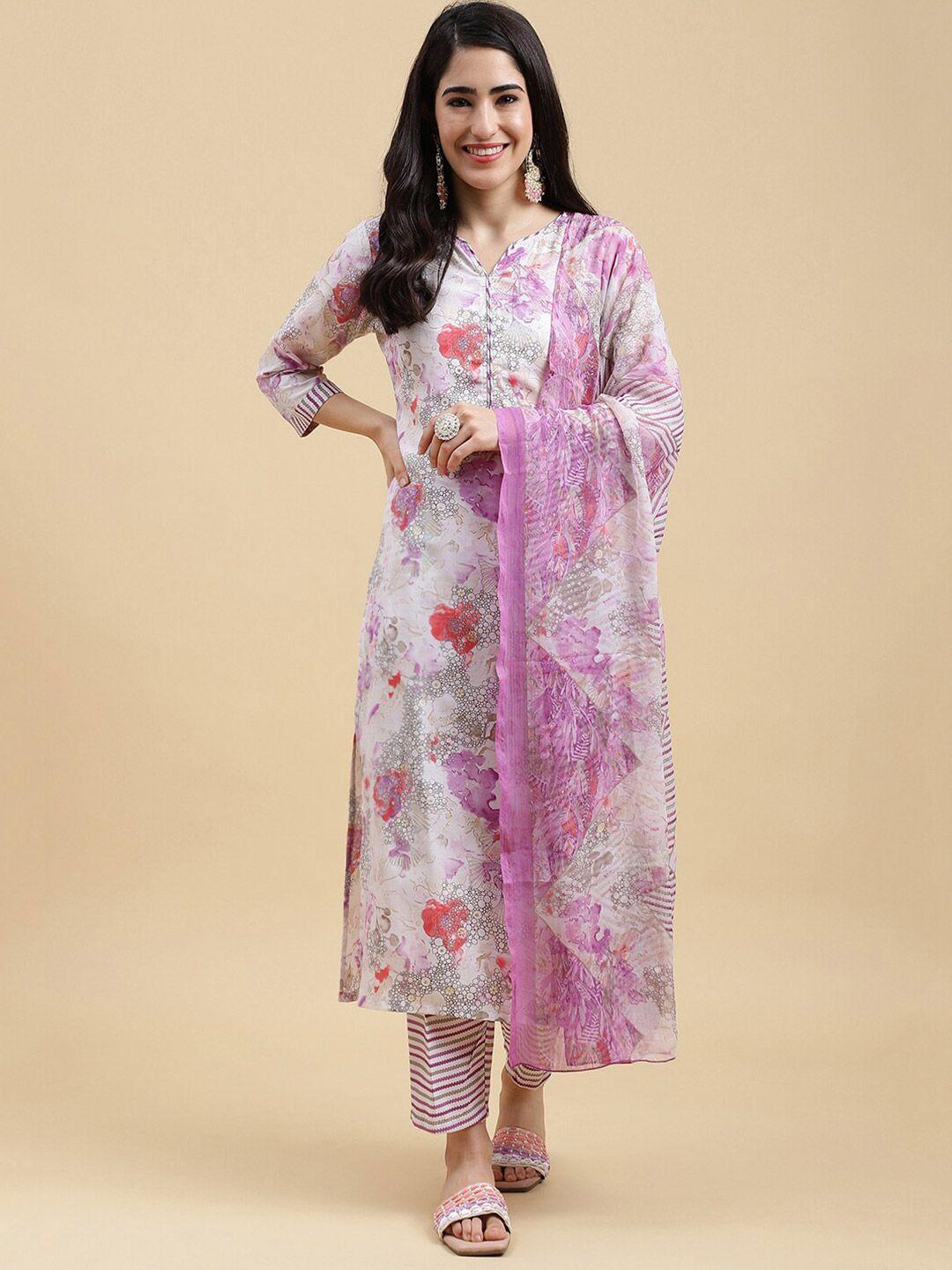 mokosh floral printed kurta with trousers & dupatta