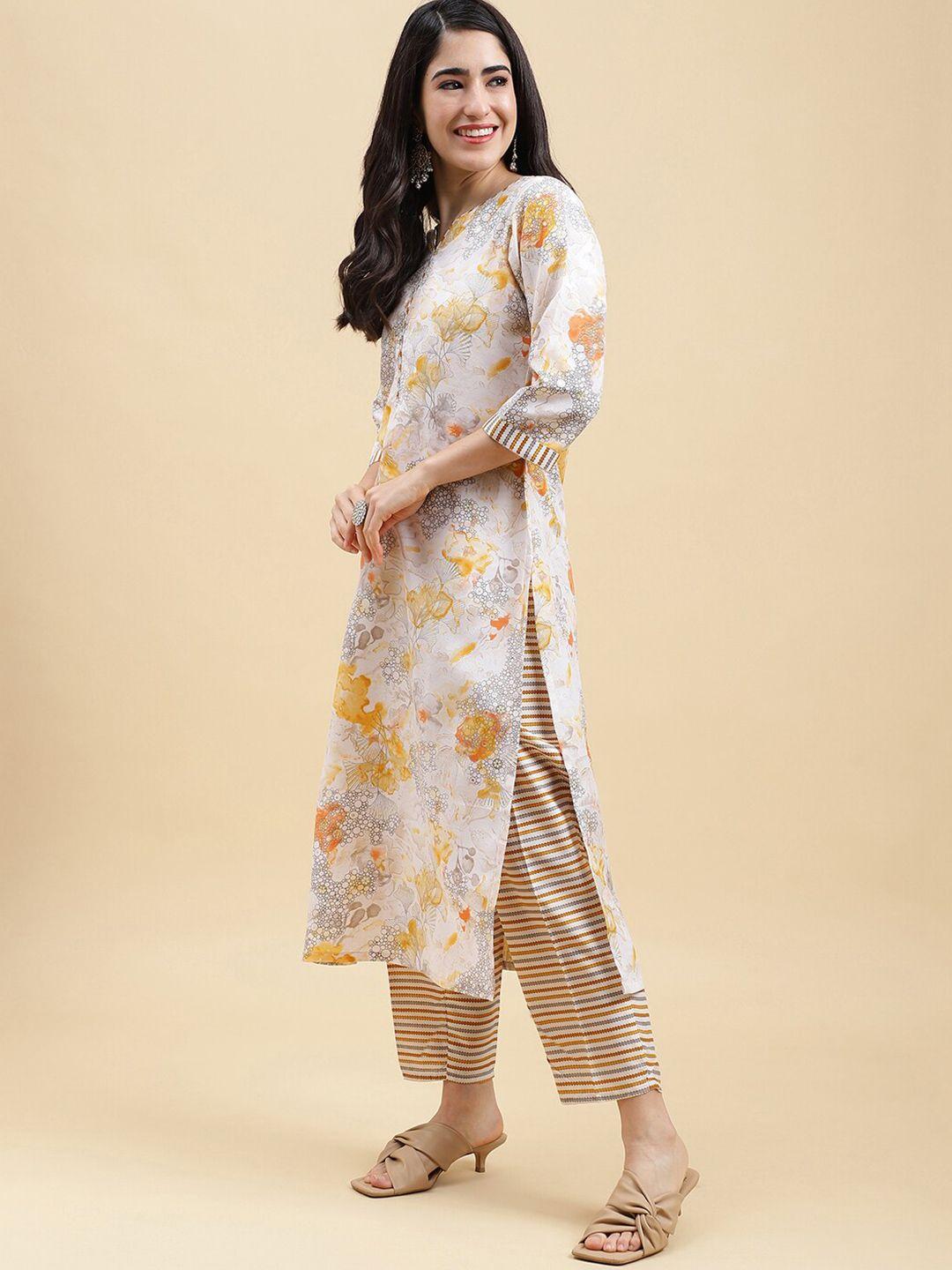 mokosh floral printed kurta with trousers & dupatta