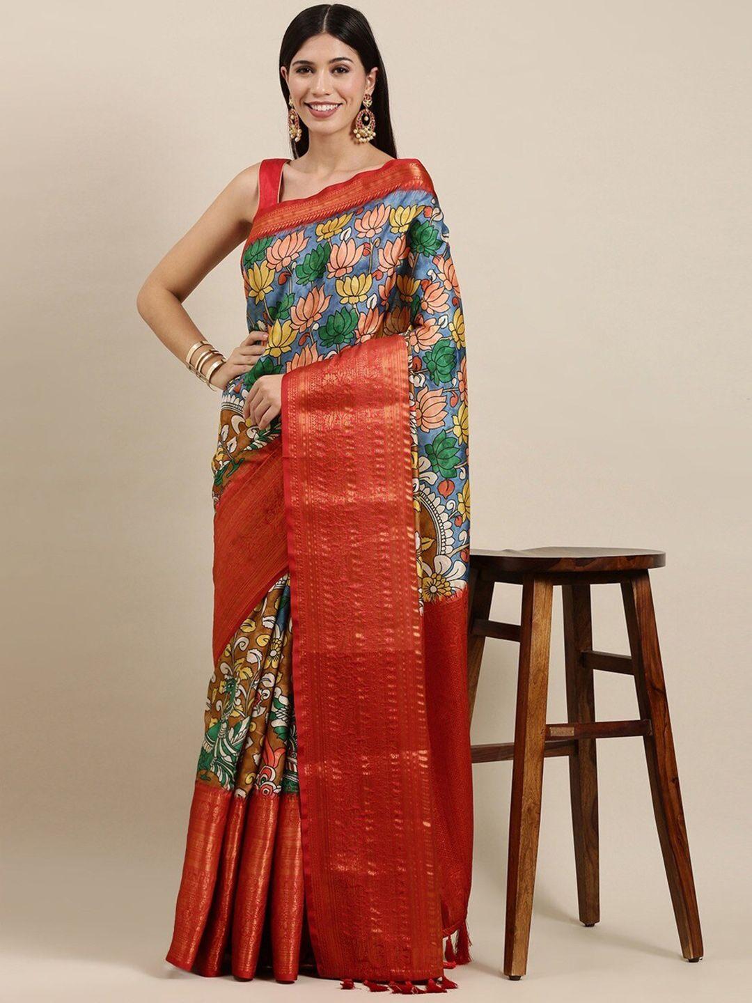 moksha designs kalamkari pure silk banarasi saree