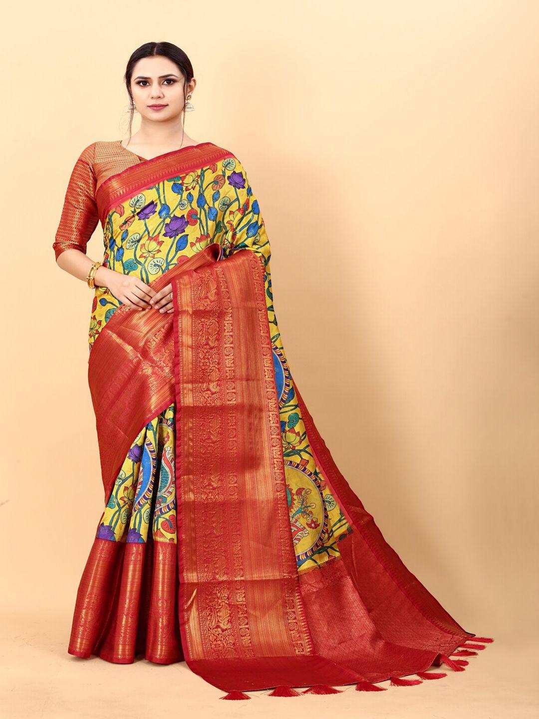 moksha designs kalamkari zari pure silk banarasi saree
