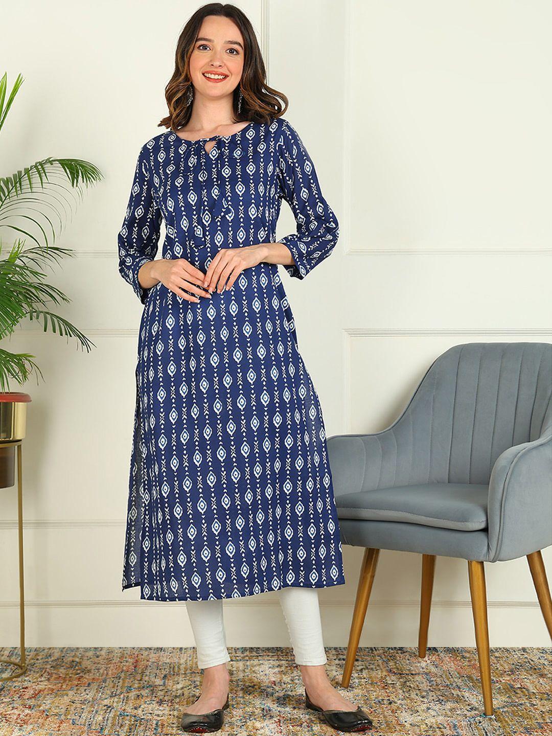 mokshi ethnic motifs printed straight pure cotton kurta