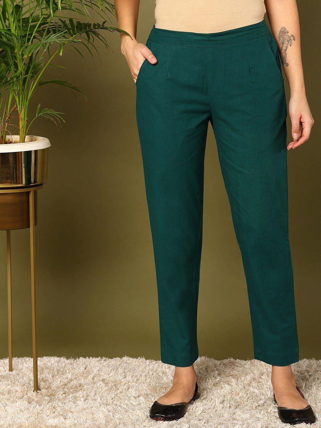 mokshi women green trousers