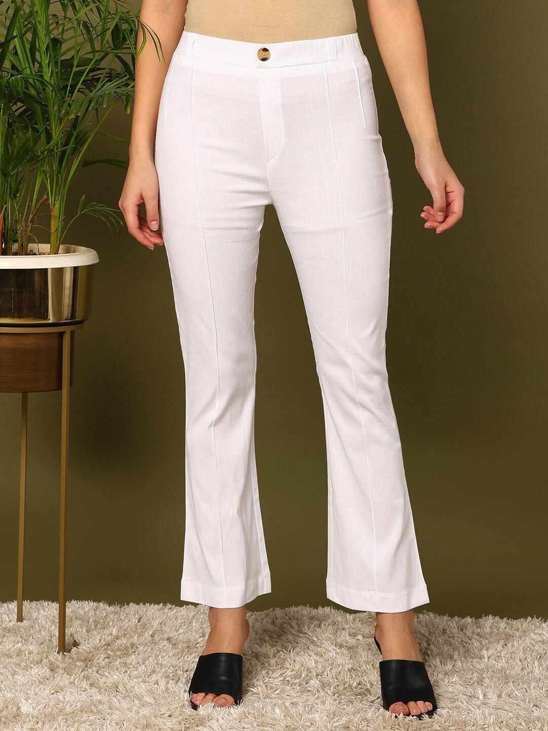mokshi women white pleated trousers