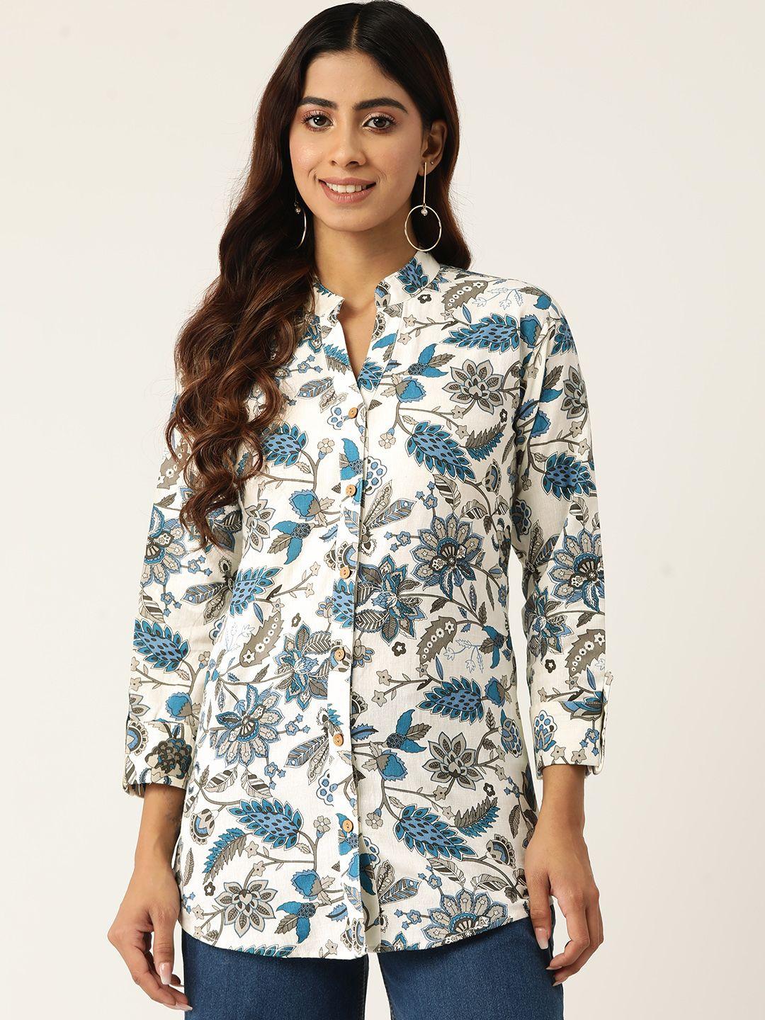 molcha contemporary floral printed pure cotton semiformal shirt