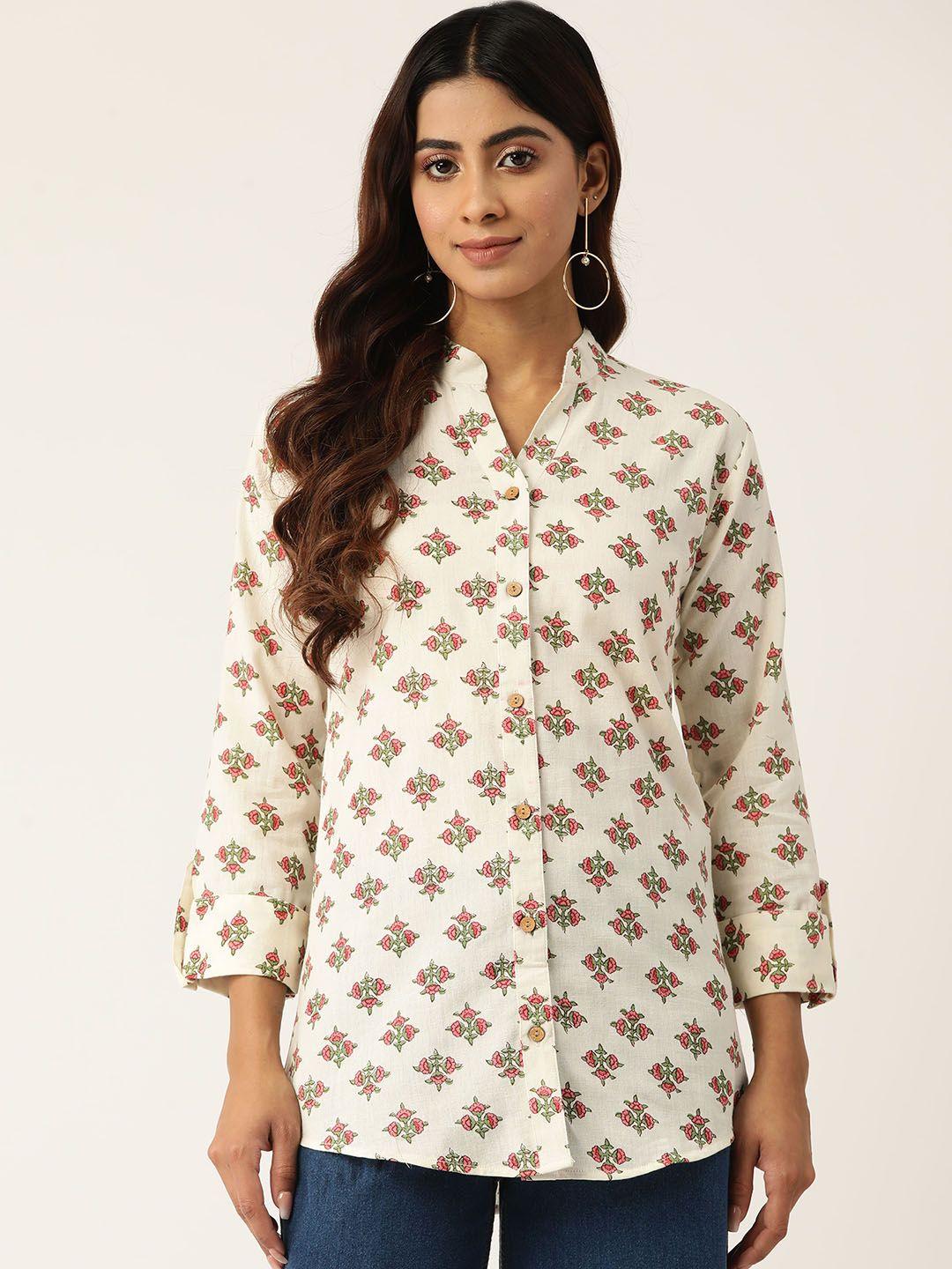 molcha contemporary floral printed pure cotton semiformal shirt