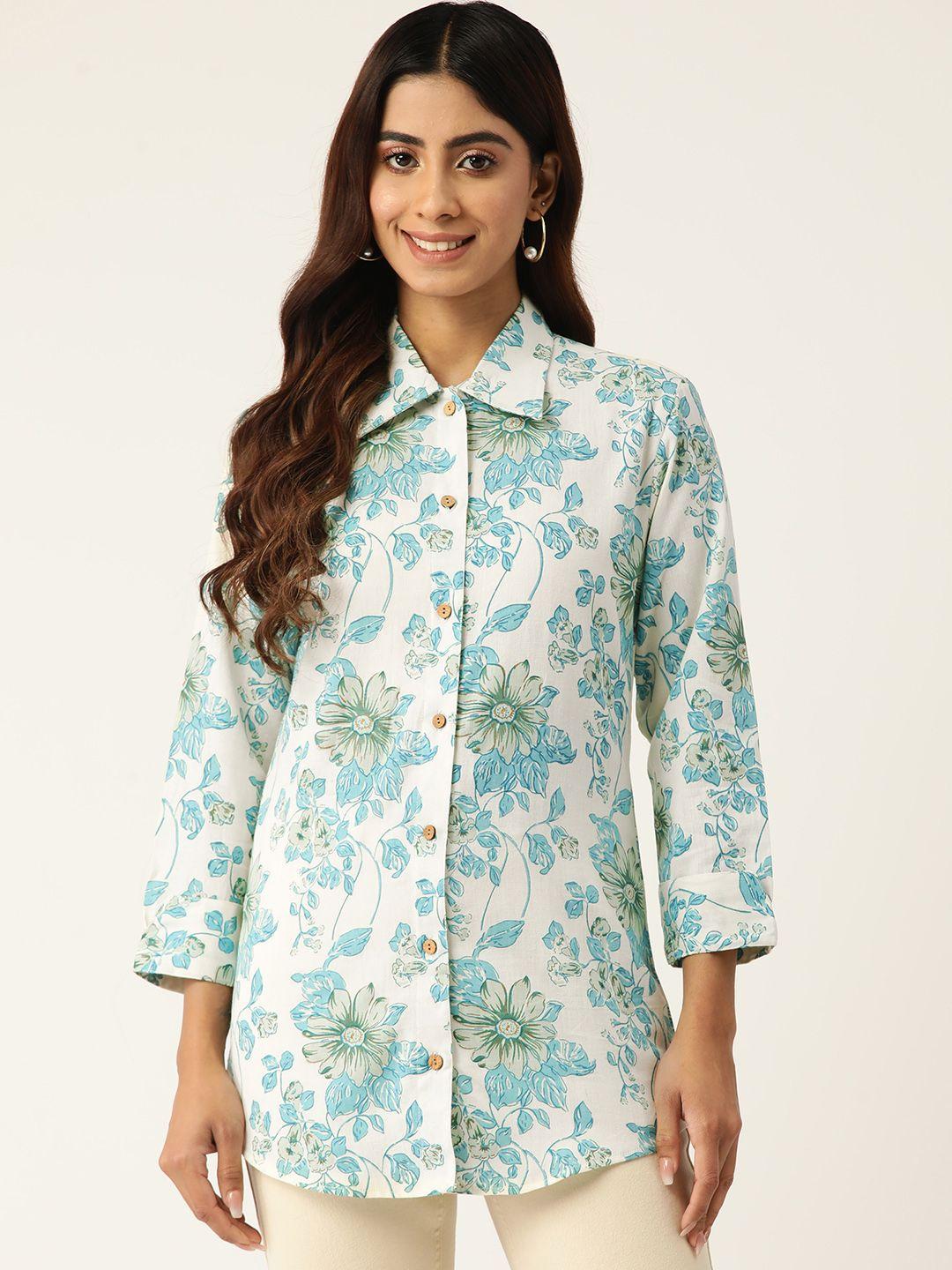 molcha contemporary floral printed pure cotton semiformal shirt