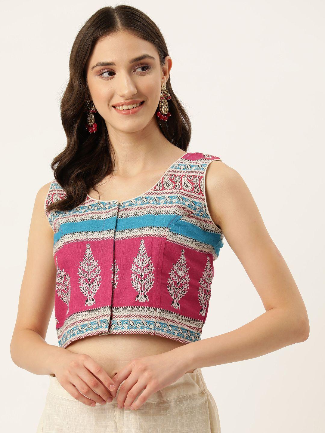 molcha ethnic motifs printed cotton saree blouse