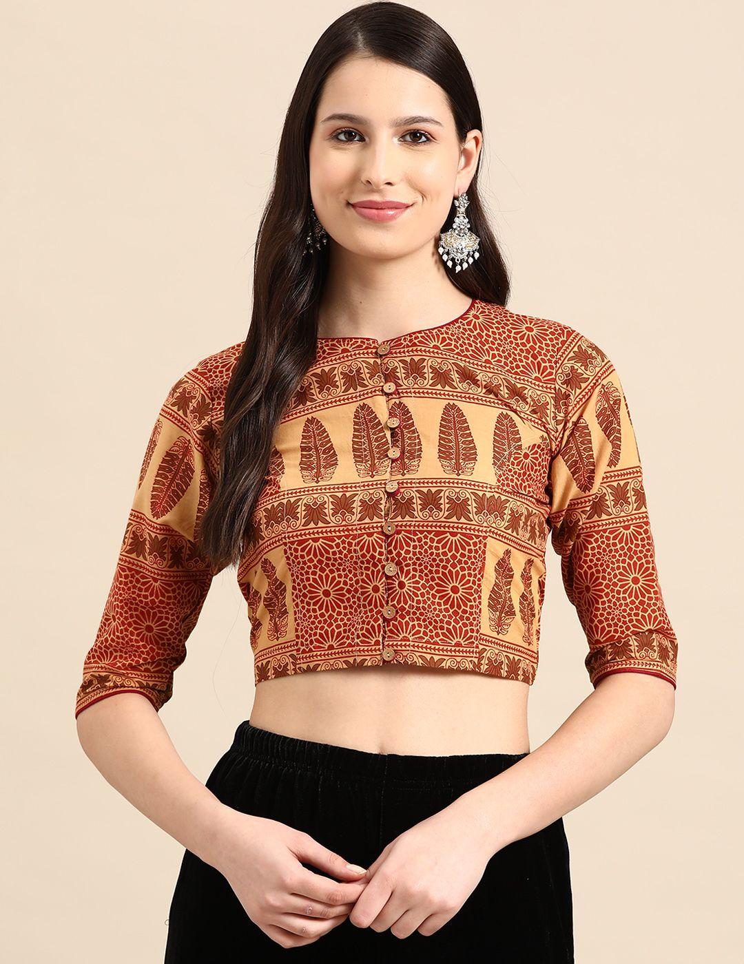 molcha ethnic motifs printed fusion saree blouse