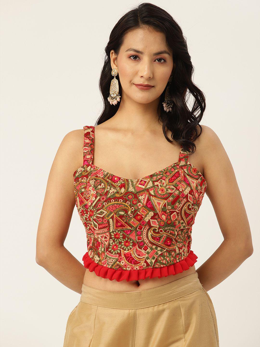 molcha kashmiri embroidered saree blouse