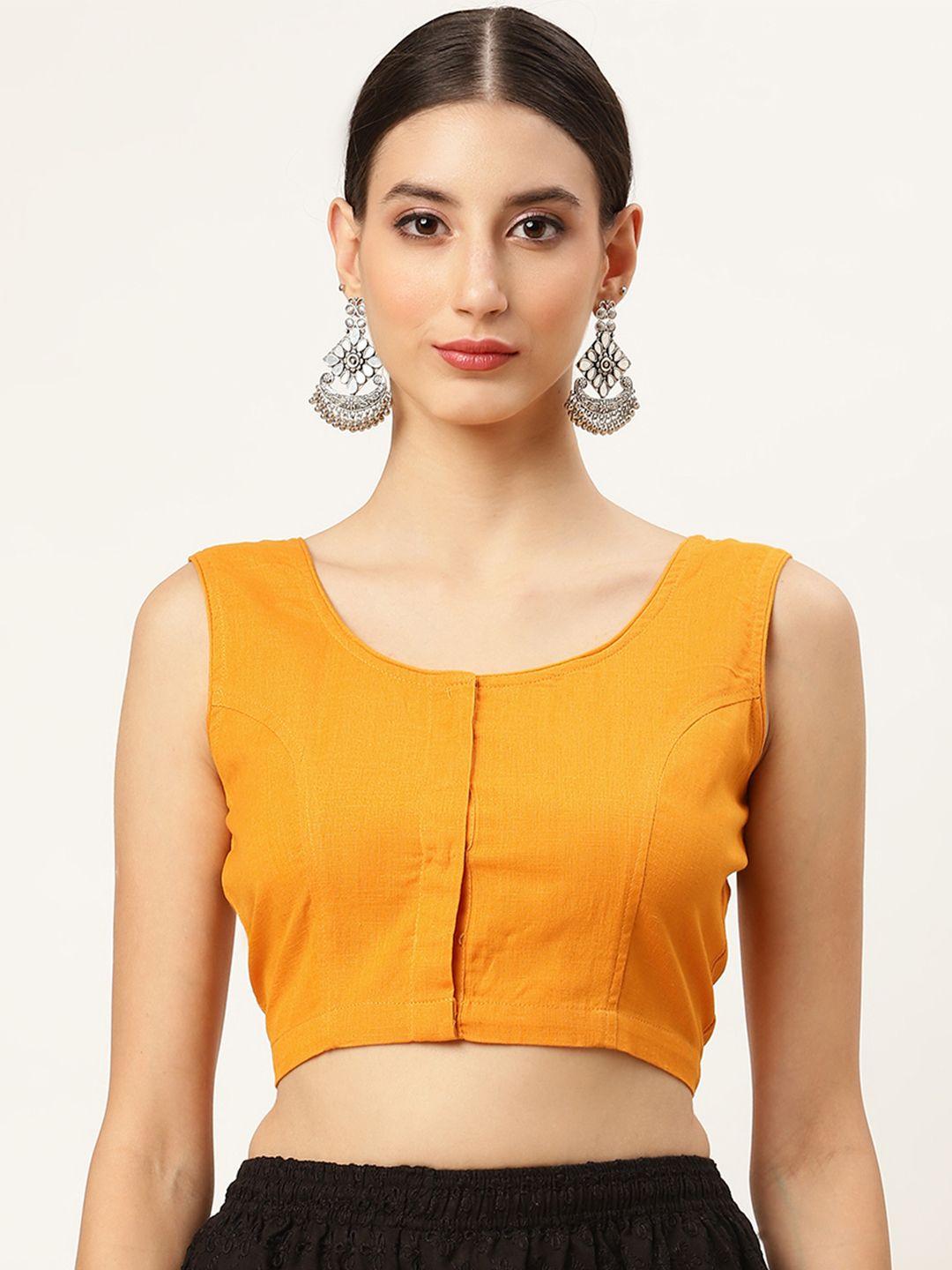 molcha mustard yellow solid saree blouse