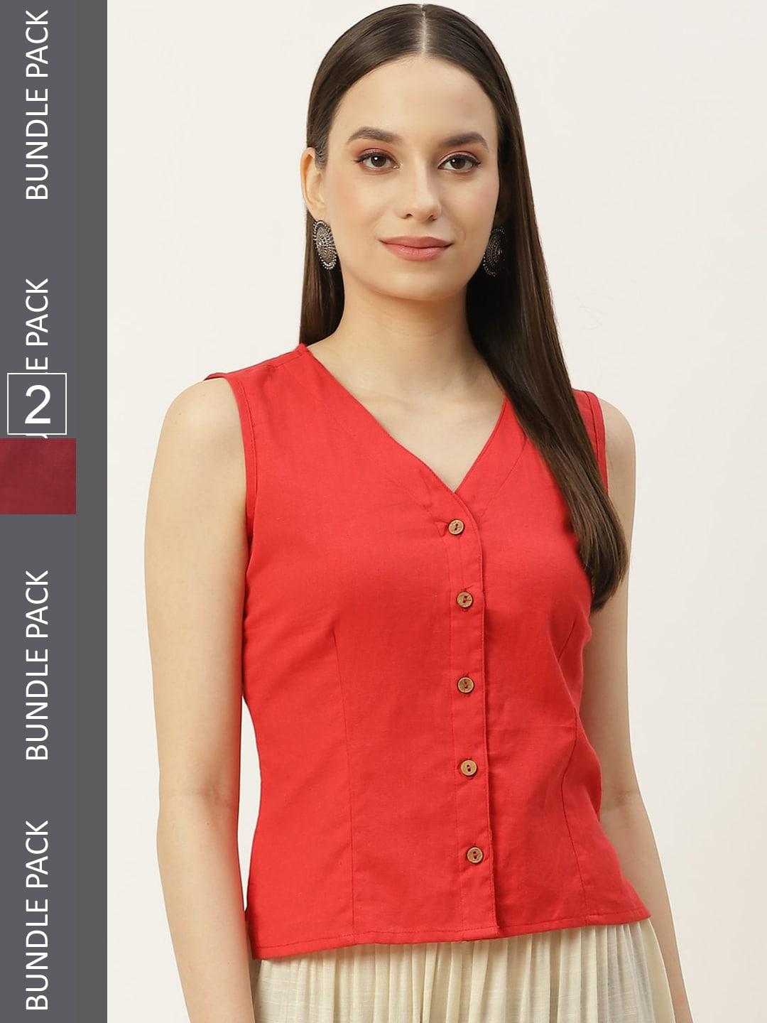 molcha set of 2 non padded cotton saree blouse