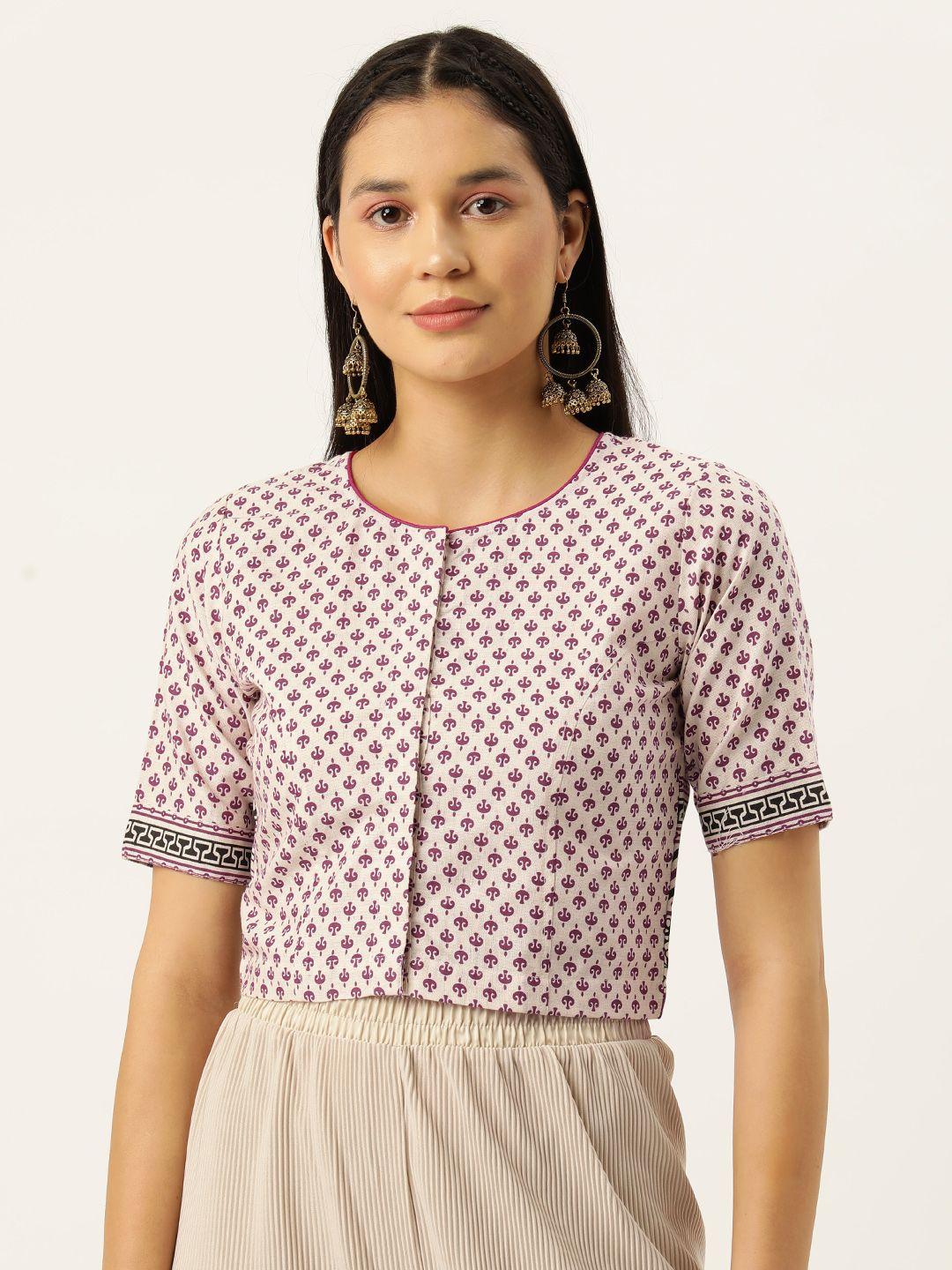 molcha women printed cotton saree blouse