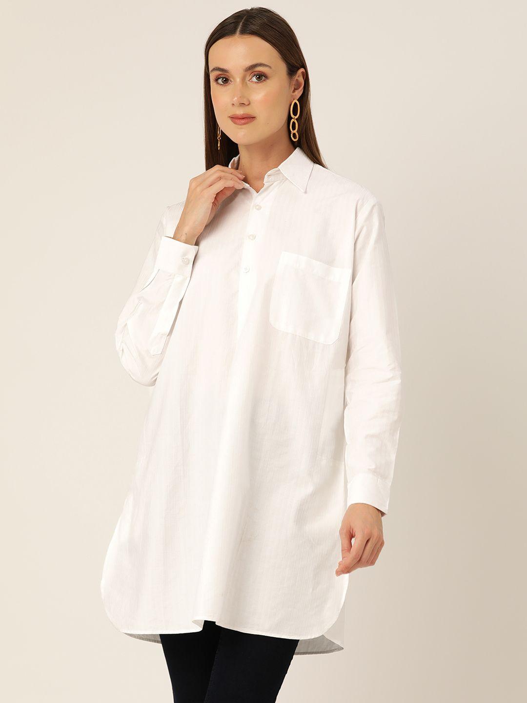 molcha women solid shirt collar pure cotton pathani kurti