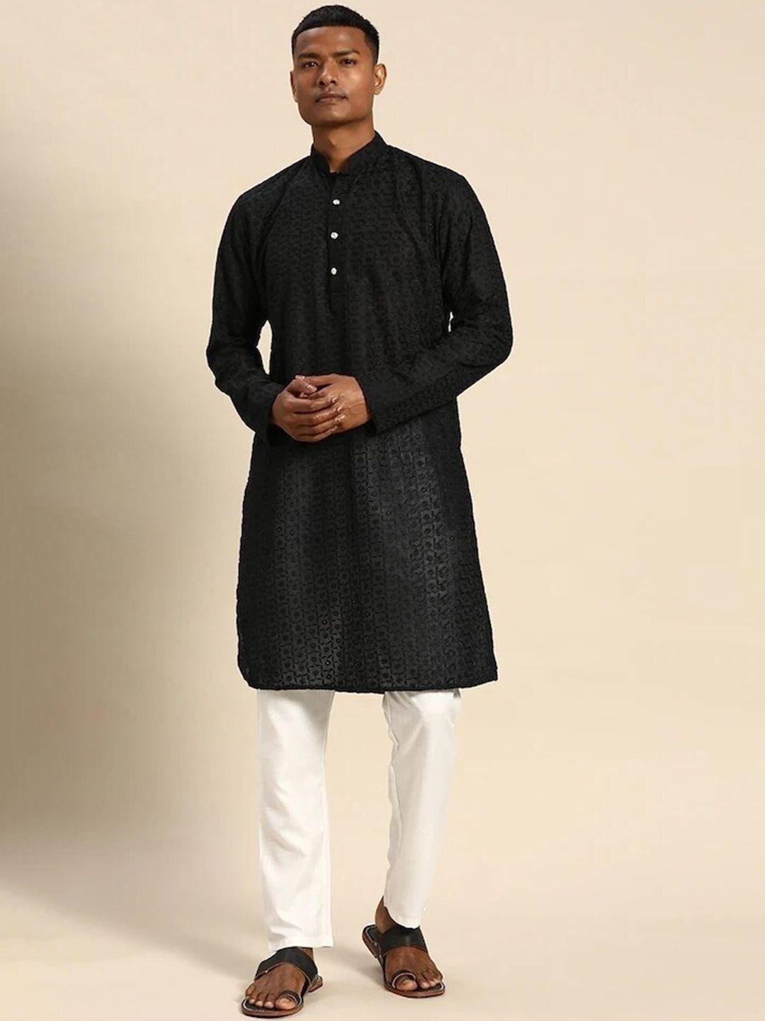 molly & michel floral embroidered pure cotton kurta