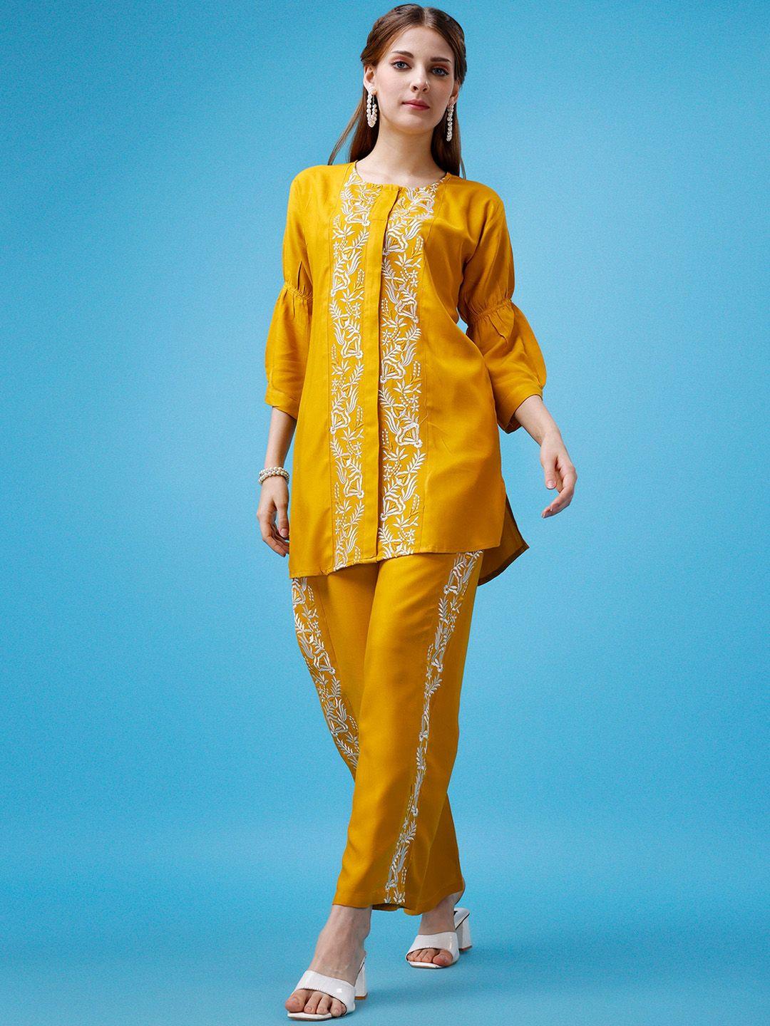 molly & michel floral embroidered kurta with trouser