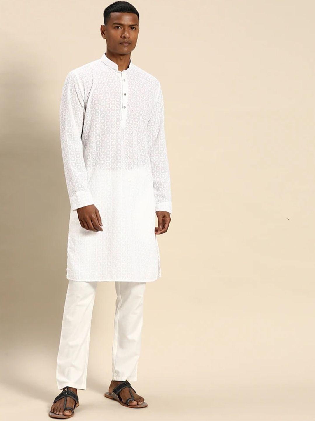 molly & michel floral embroidered pure cotton kurta