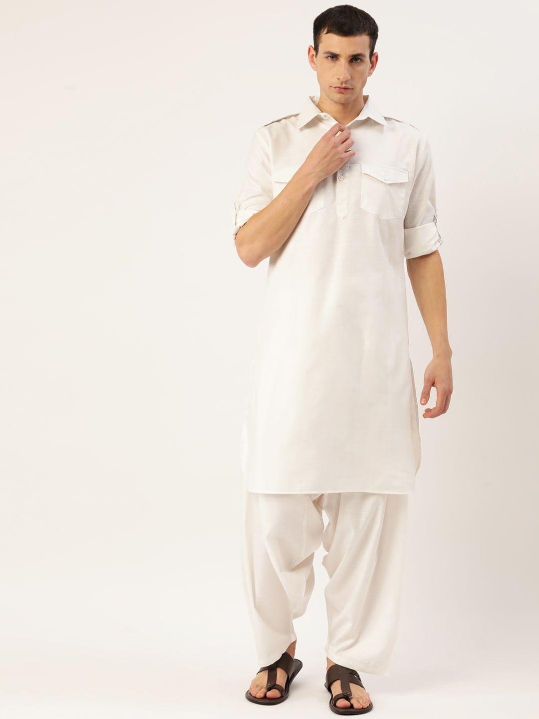 molly & michel mandarin collar cotton pathani kurta