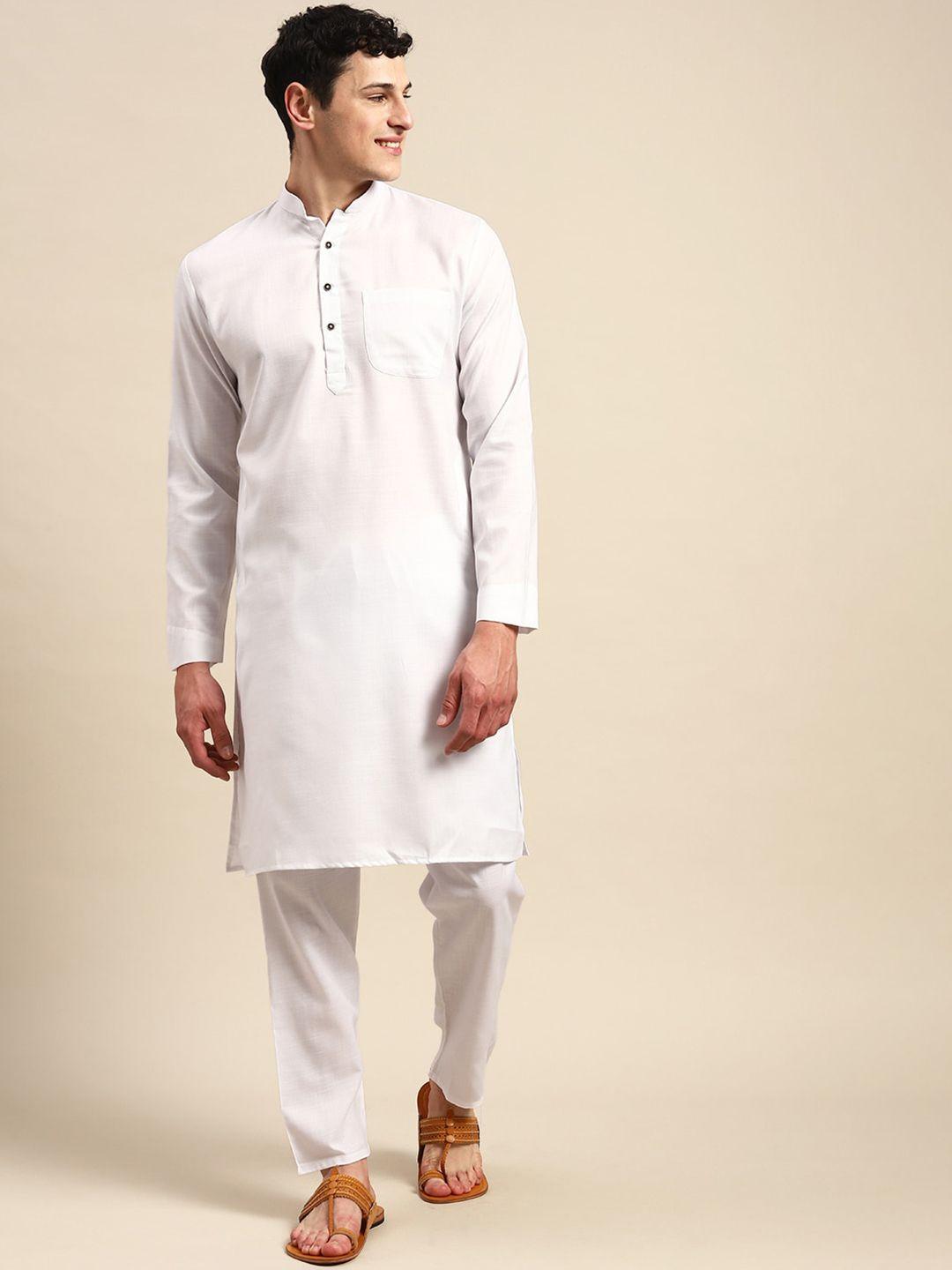 molly & michel mandarin collar pure cotton straight kurta