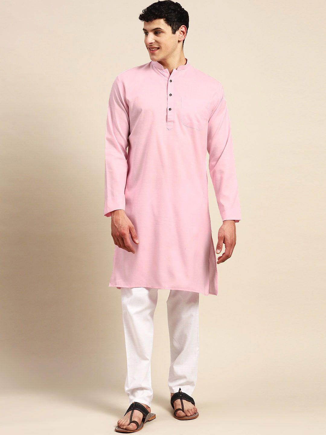 molly & michel mandarin collar pure cotton straight kurta