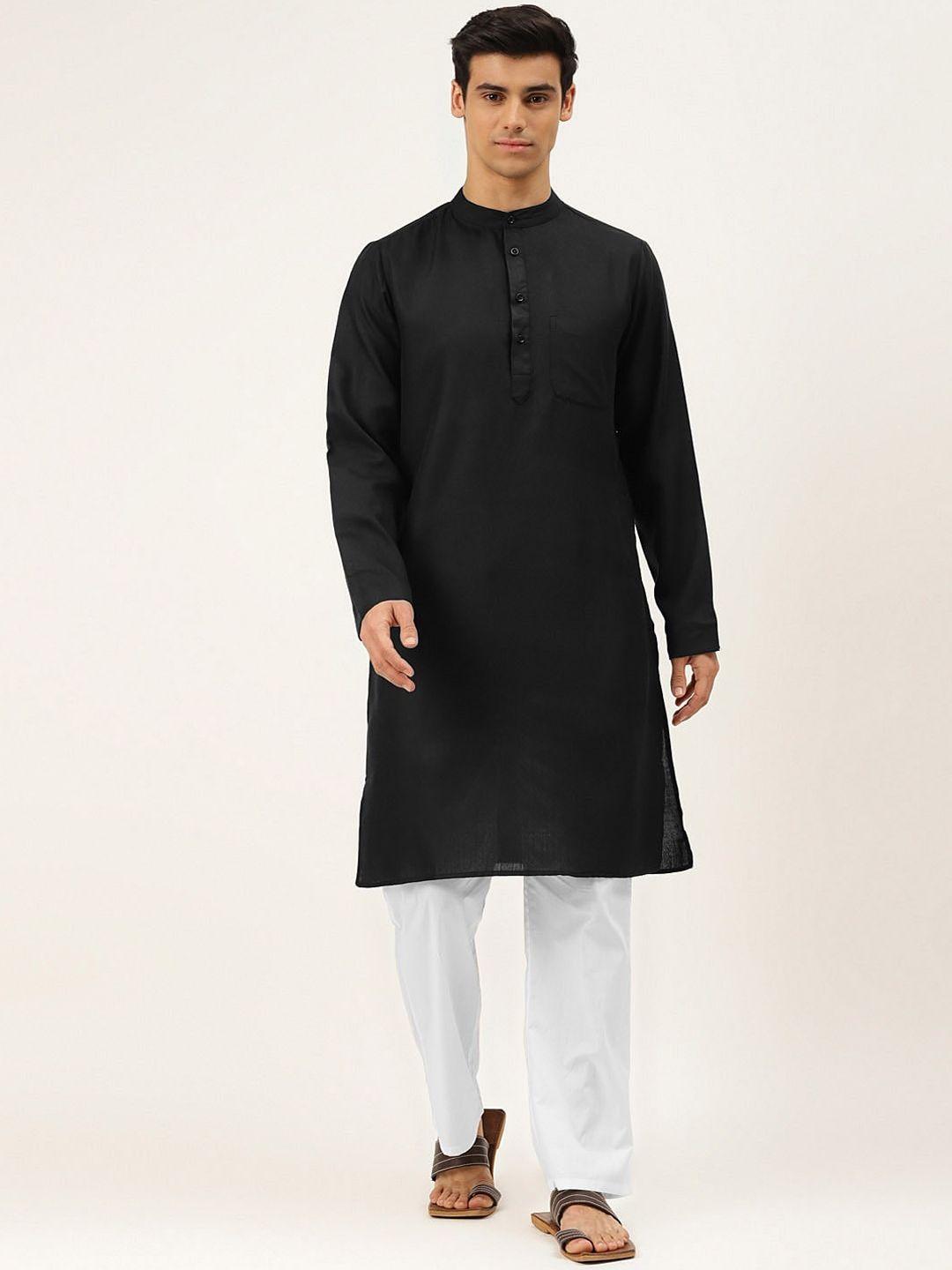 molly & michel men black cotton kurta