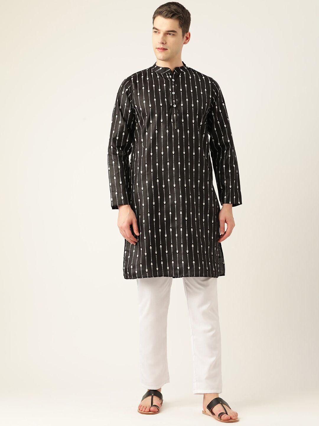 molly & michel men geometric printed cotton kurta